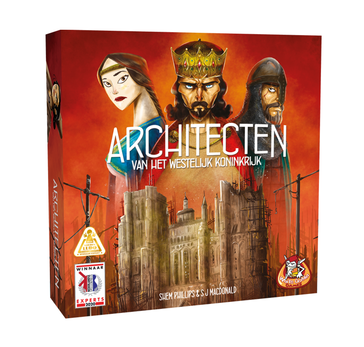 Architecten van het Westelijk Koninkrijk is een Strategisch expert Spel met een rode cover met een koning erop en heeft een NSP en Gouden Ludo gewonnen White Goblin Games