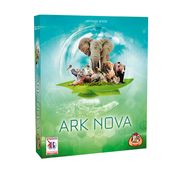 Ark_Nova_Strategisch_Spel_NSP_White Goblin Games strategisch spel waar je een dierentuin maakt met dieren op de cover