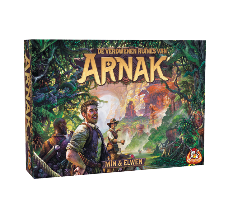 De Verdwenen Ruines van Arnak is een Strategisch spel en winnaar van de NSP en de Gouden Ludo met op de cover een jungle en expeditieleden White Goblin Games