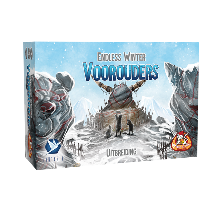 Endless_Winter_Voorouders_Uitbreiding_Strategich_Paleoamericans_White Goblin Games op de cover worden er opofferingen gedaan aan rotsen
