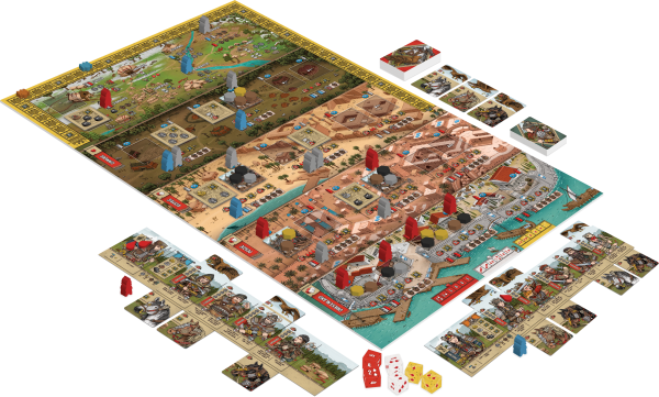Rovers_van_Scythie_Spelcompilatie_White Goblin Games_ Speelbord met speelstukken en kaarten