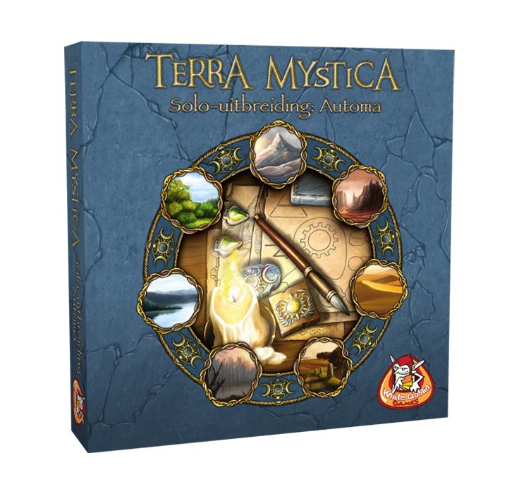 Terra Mystica Automa Solo is een Uitbreiding voor Terra Mystica met allemaal landschappen in een cirkel op de cover van White Goblin Games
